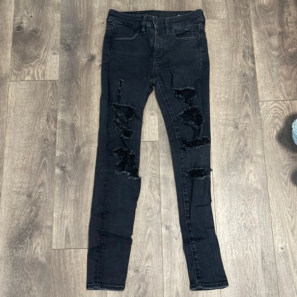 American Eagle Black Distressed Jeans